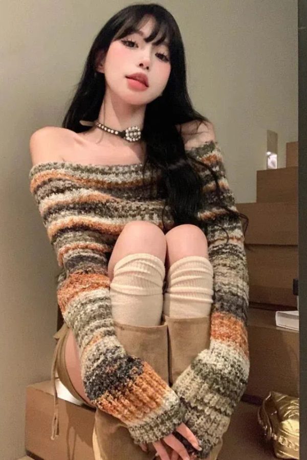 Off Shoulder Cropped Sweater