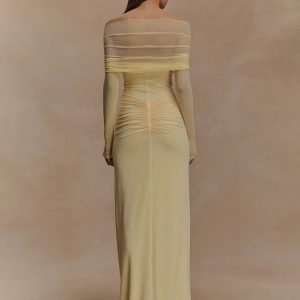 Off Shoulder Cut Out Maxi Dress