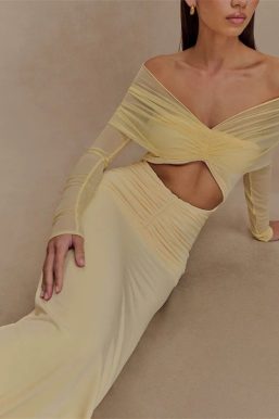 Off Shoulder Cut Out Maxi Dress