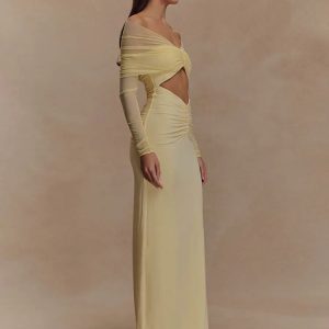 Off Shoulder Cut Out Maxi Dress