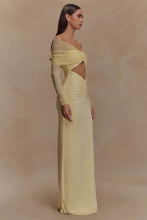 Off Shoulder Cut Out Maxi Dress