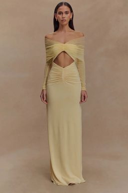 Off Shoulder Cut Out Maxi Dress