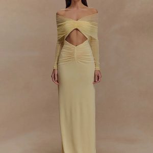 Off Shoulder Cut Out Maxi Dress