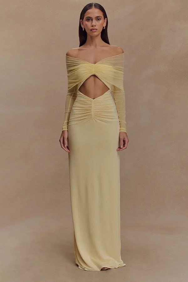 Off Shoulder Cut Out Maxi Dress