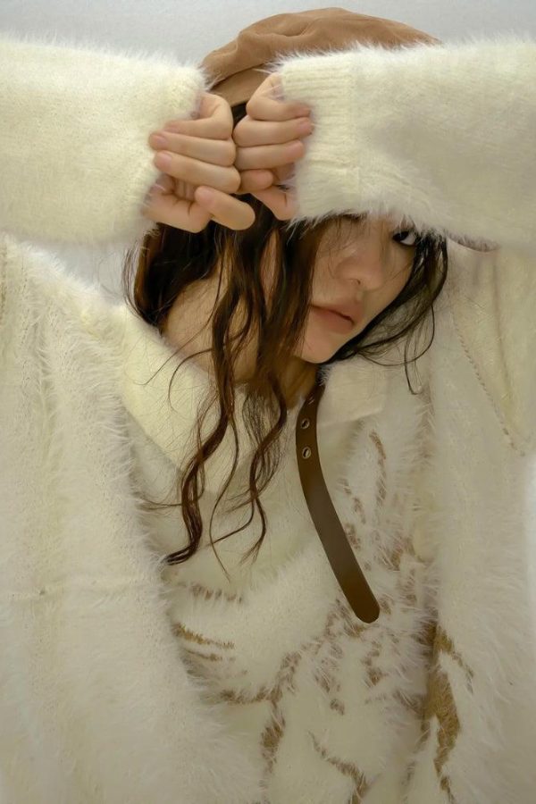 Off Shoulder Distressed Knit Sweater