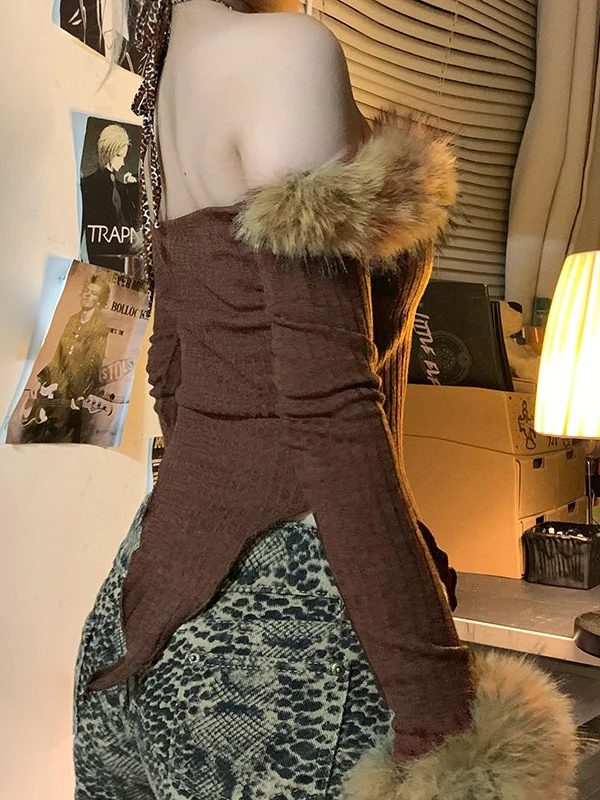 Off Shoulder Faux Fur Top