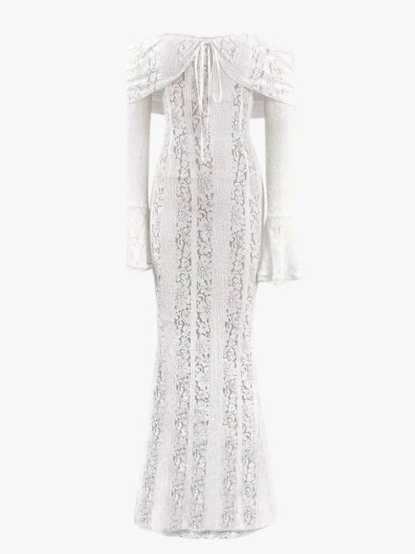 Off-Shoulder Lace Maxi Dress