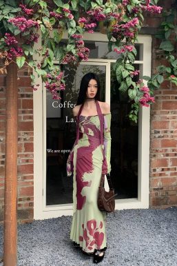 Off Shoulder Mesh Maxi Dress