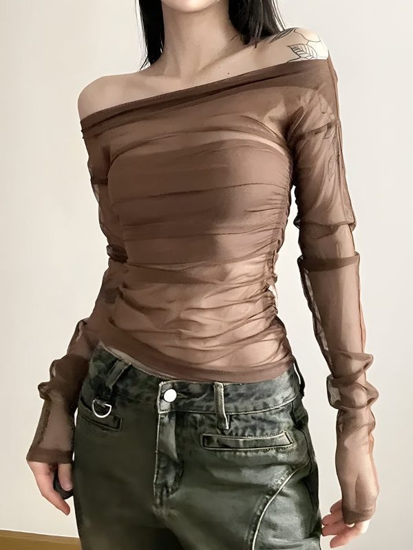 Off Shoulder Mesh Top