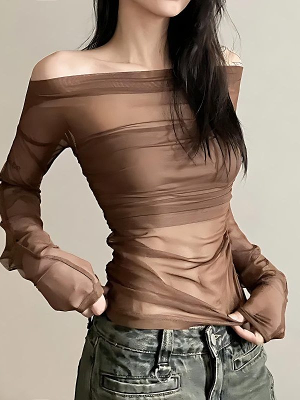 Off Shoulder Mesh Top