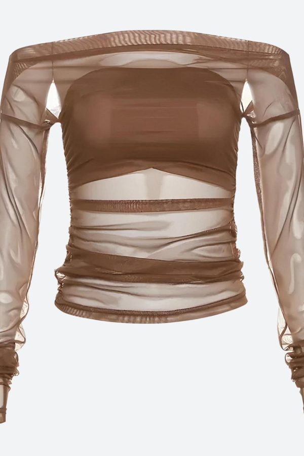 Off Shoulder Mesh Top