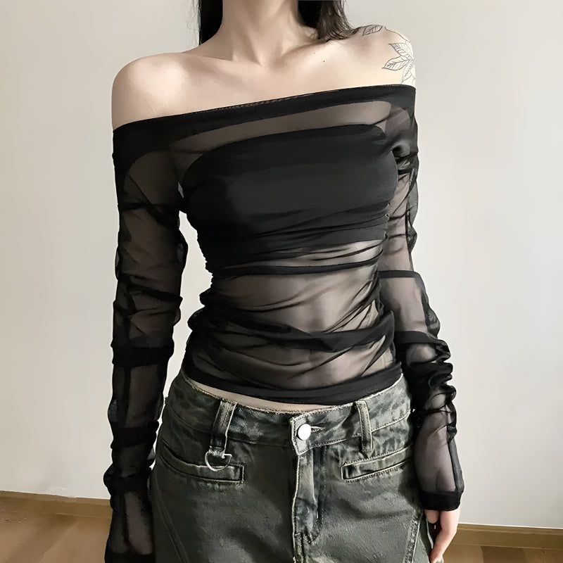 Off Shoulder Mesh Top Off Shoulder Mesh Top