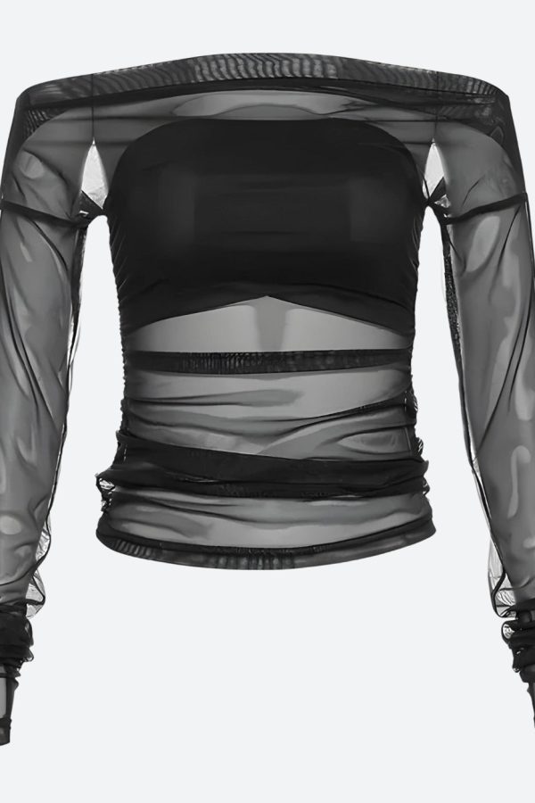 Off Shoulder Mesh Top