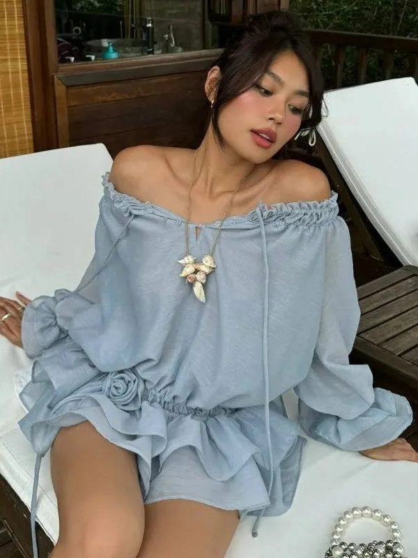 Off Shoulder Ruffled Mini Dress