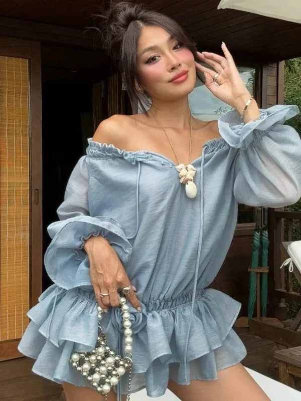 Off Shoulder Ruffled Mini Dress