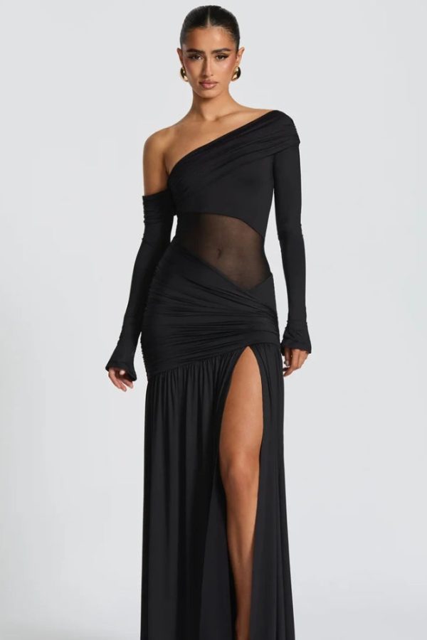 One Shoulder High Slit Maxi Dress