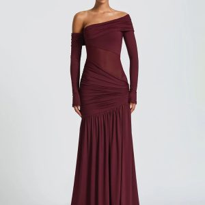 One Shoulder High Slit Maxi Dress