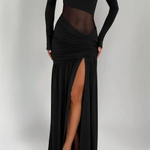 One Shoulder High Slit Maxi Dress