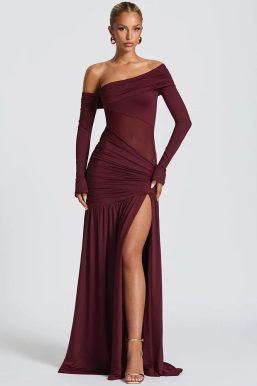One Shoulder High Slit Maxi Dress