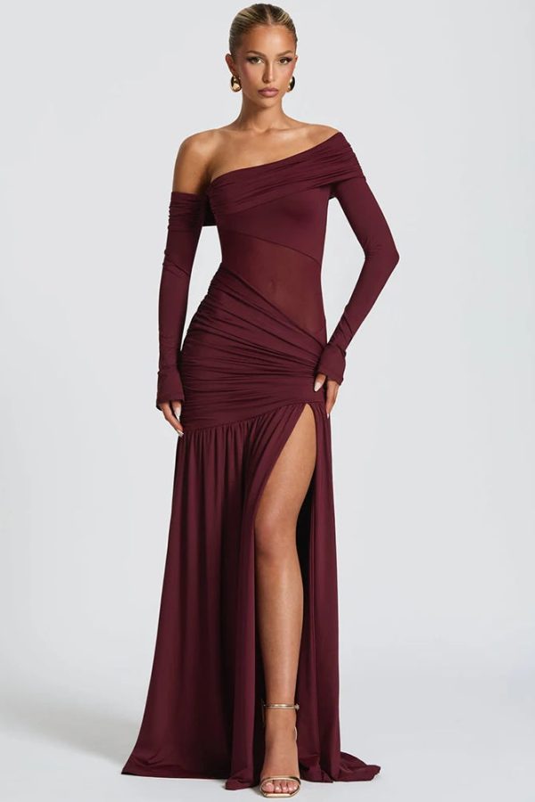 One Shoulder High Slit Maxi Dress