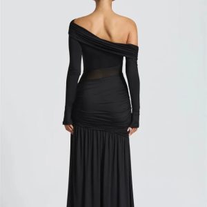 One Shoulder High Slit Maxi Dress