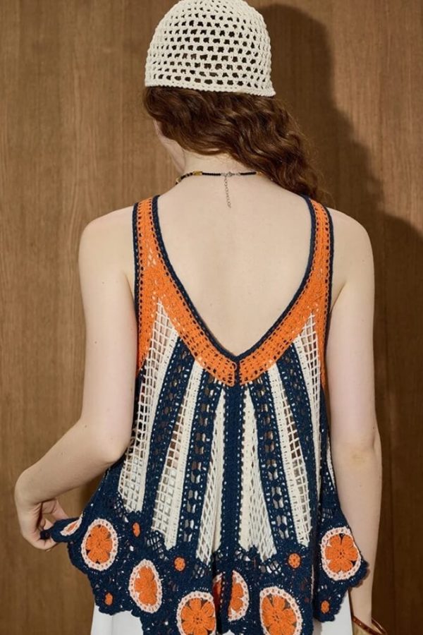 Open Knit V-Neck Vest