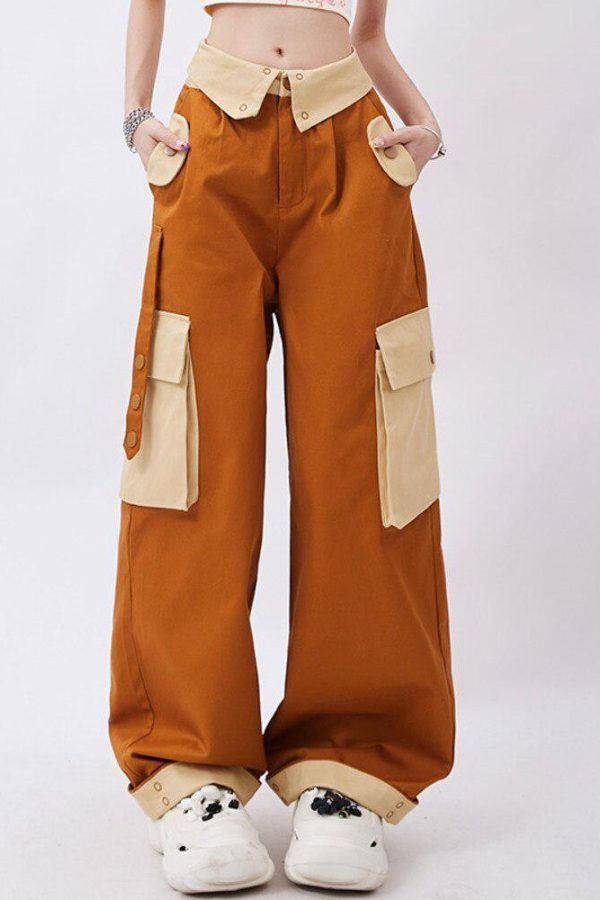 Stylish Orange Wide Leg Cargo Pants for a Chic Wide Leg Sweatpants Outfit
