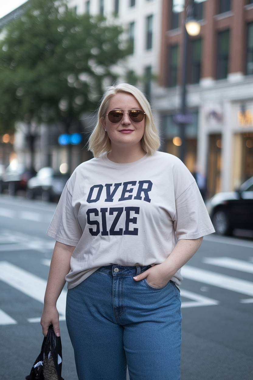 Oversized T-Shirt with Jeans Outfit Women Can Easily Style outfit idea