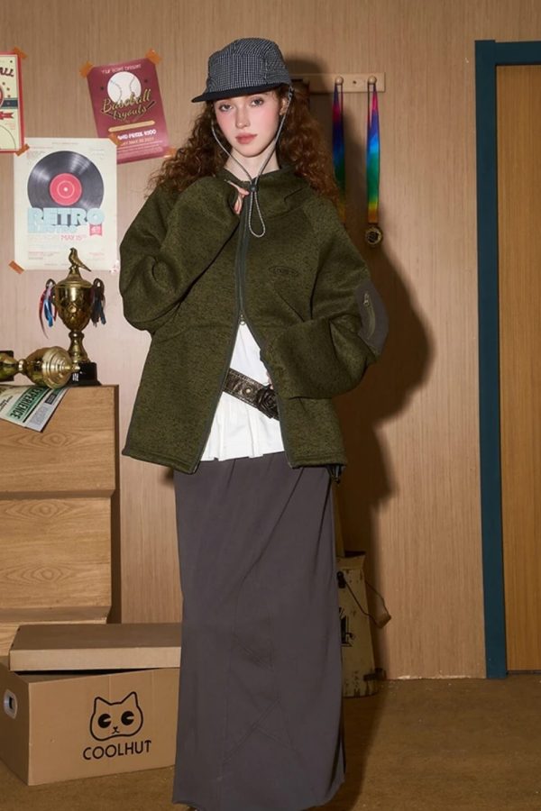 Oversized Fleece Zip-Up Jacket