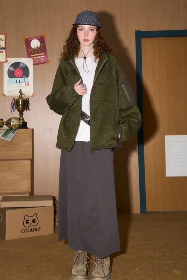 Oversized Fleece Zip-Up Jacket