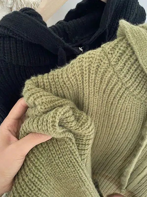 Oversized Knitted Hooded Cardigan