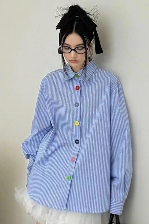 Oversized Stripe Button-Up Shirt