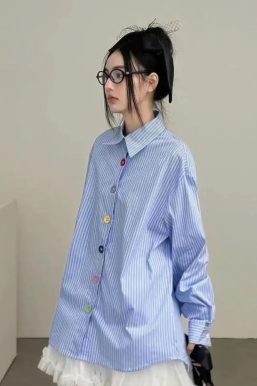Oversized Stripe Button-Up Shirt