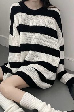 Oversized Striped Knit Sweater
