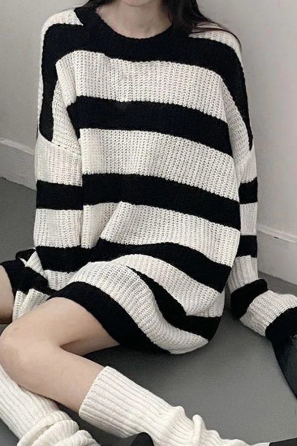 Oversized Striped Knit Sweater