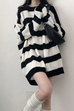 Oversized Striped Knit Sweater