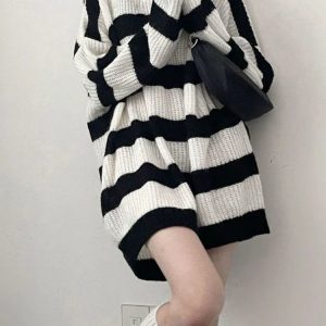 Oversized Striped Knit Sweater
