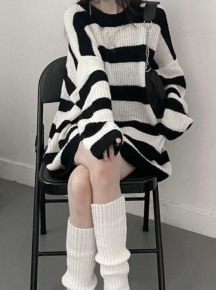 Oversized Striped Knit Sweater