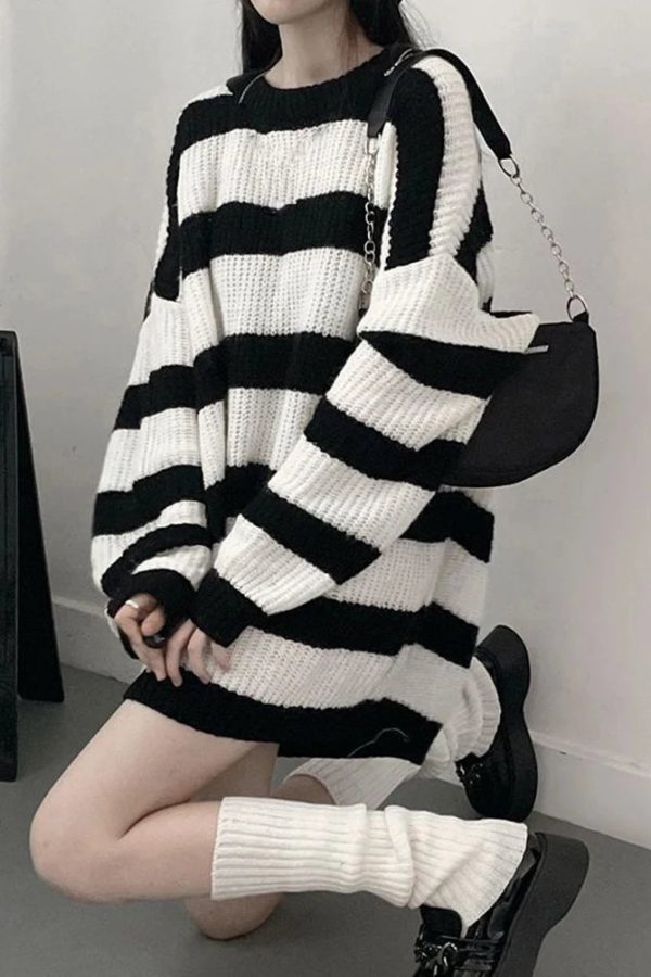 Oversized Striped Knit Sweater
