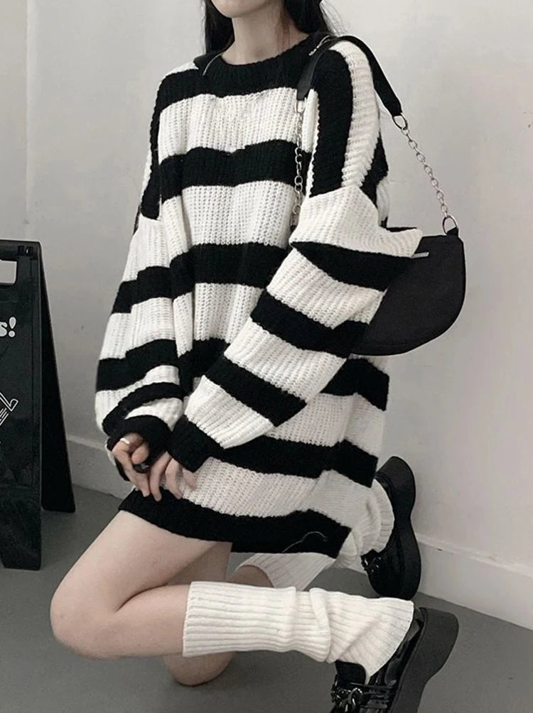 Oversized Striped Knit Sweater