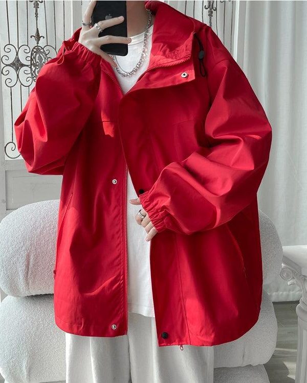 Oversized Windbreaker Hooded Jacket