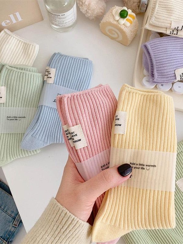 Pastel Colors Mid Cut Socks