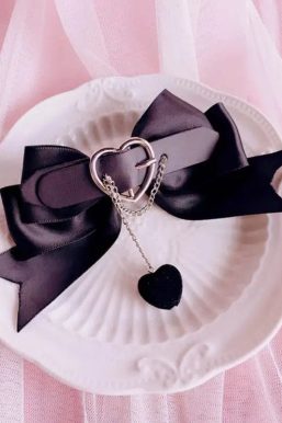 Pastel Goth Belted Bow Hair Pins