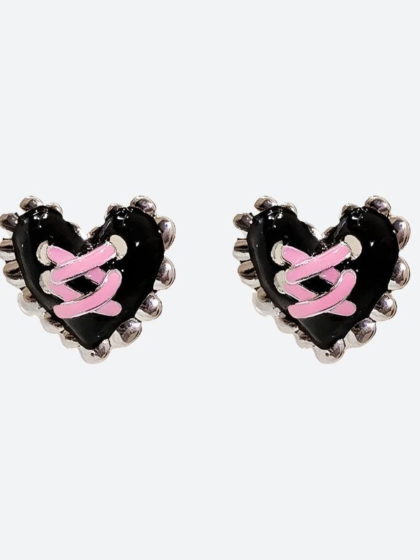 Pastel Goth Corset Heart Earrings