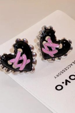 Pastel Goth Corset Heart Earrings
