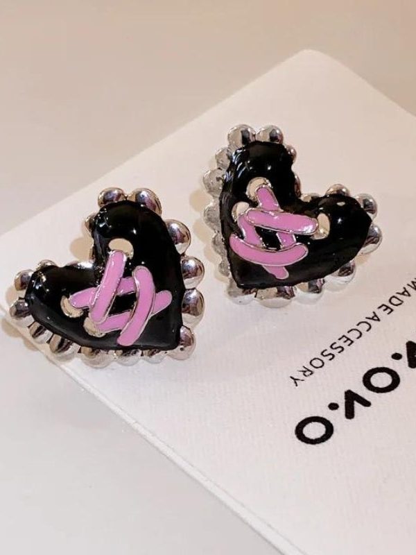 Pastel Goth Corset Heart Earrings