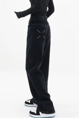 Patch Pocket Straight Leg Denim Jeans