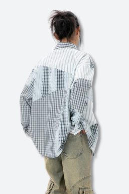 Patchwork Striped & Plaid Shirt