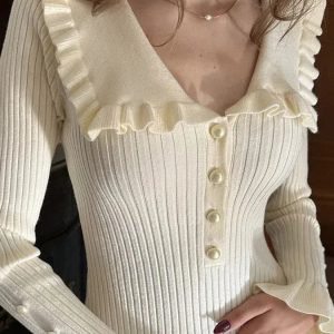 Peter Pan Collar Ribbed Midi Dress