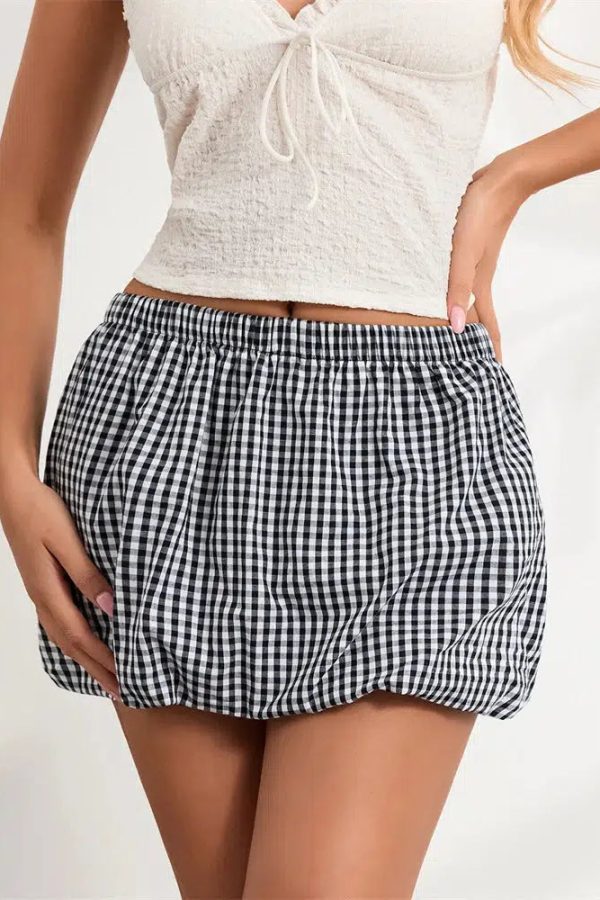 Plaid Bubble Mini Skirt